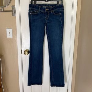 American Eagle Stretch Slim Boot Cut Low Rise Jeans Dark Wash Size 4 Long